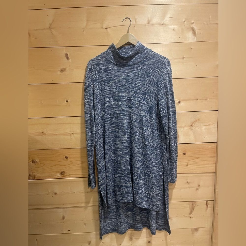 Soft Surroundings Blue Space Dye Long Sleeve Hi-Lo Sweater Dress Sz. XLP